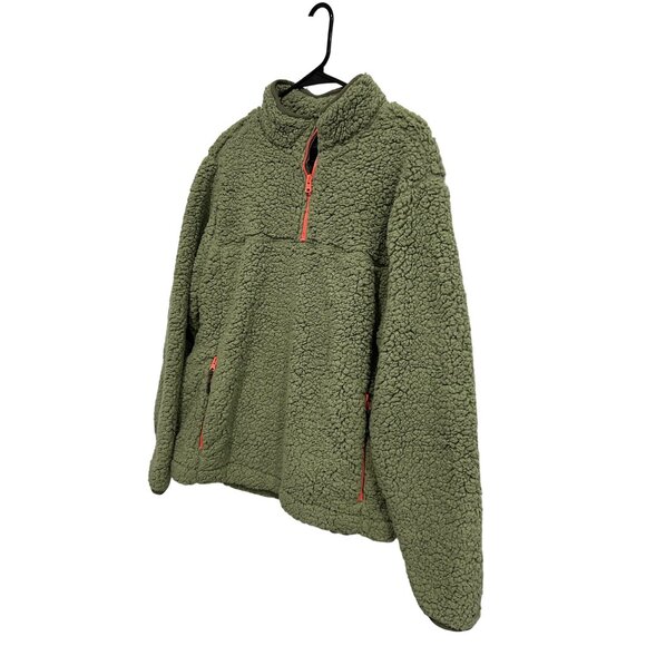 Chubbies Lasso Mens Olive Green Sherpa Pullover Jacket Coral Zippers Sz L - Picture 3 of 9